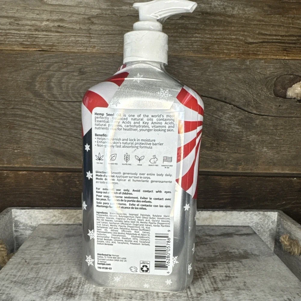 Hempz Peppermint Vanilla Swirl Holiday Body Moisturizer Lotion 17 fl oz OOS Rare